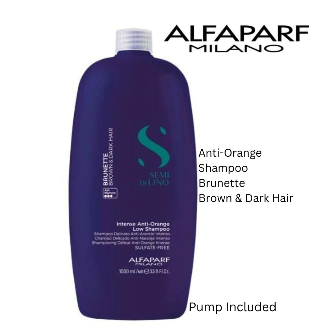 ALFAPARF_semi di lino ANTI-ORANGE_SHAMPOO_1000ml_for_BRUNETTE_DARK_HAIR_Pump_included_ean_8022297133423