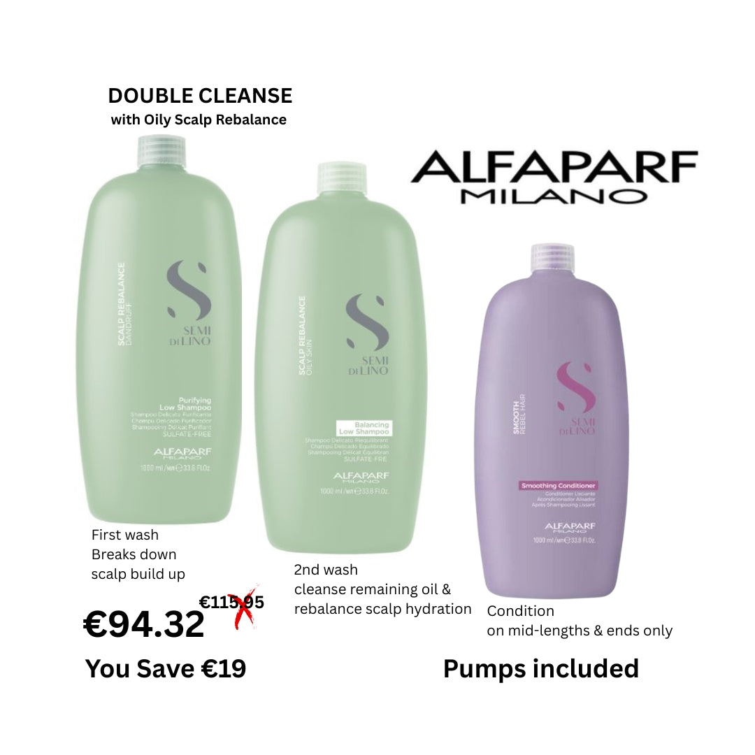 Alfaparf Scalp Purify & Rebalance shampoo with Smoothing conditioner for Irish Summer haircare routine