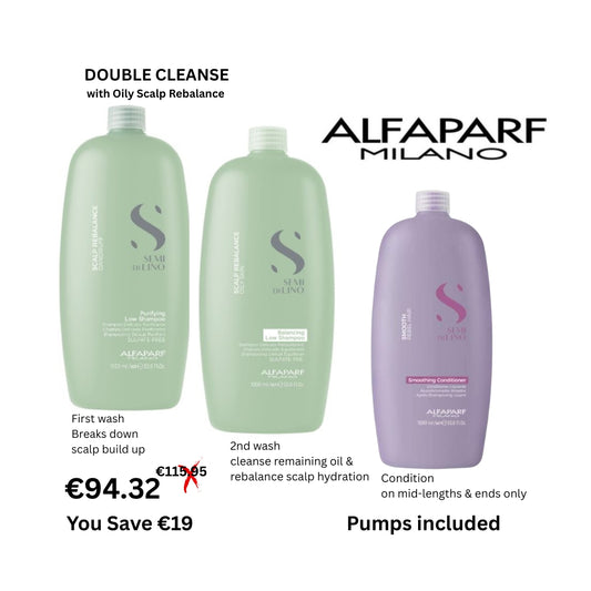 Alfaparf Scalp Purify & Rebalance shampoo with Smoothing conditioner for Irish Summer haircare routine