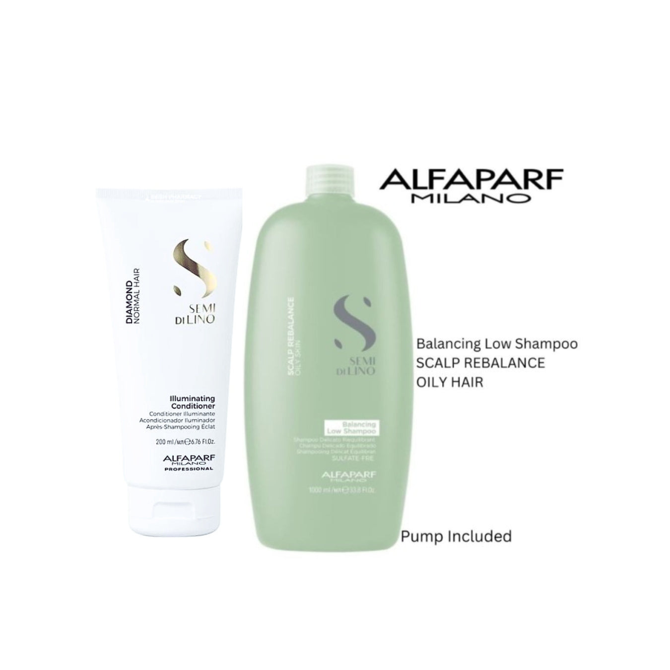 Alfaparf Semi Di Lino scalp rebalance balancing Shampoo for oily scalp 1000ml and Conditioner