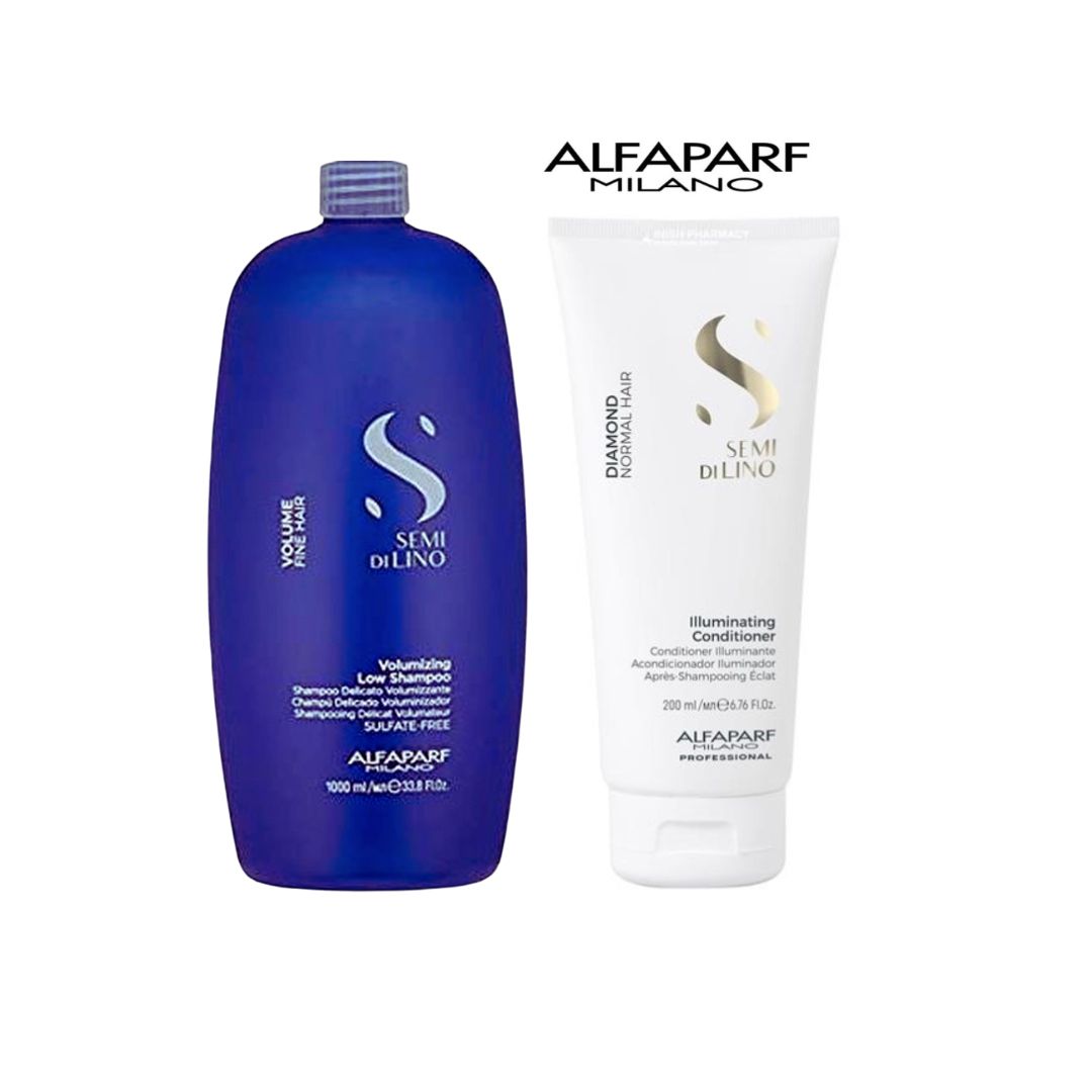 Alfaparf semi di lino volume shampoo and Diamond conditioner at mylook.ie