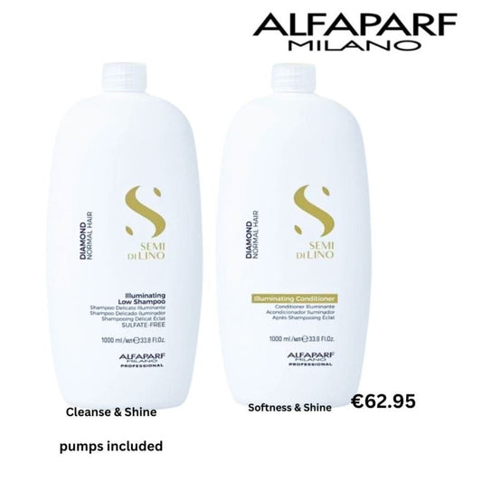 ALFAPARF Semi Di Lino Diamond Shampoo & Conditioner 1000ml + pumps
