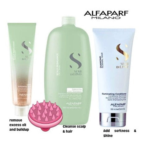 alfaparf oily scalp shampoo scrub and conditioner