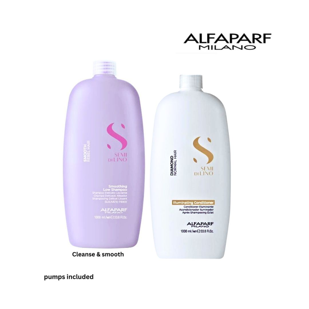 ALFAPARF Semi Di Lino Smoothing Shampoo and diamond Conditioner