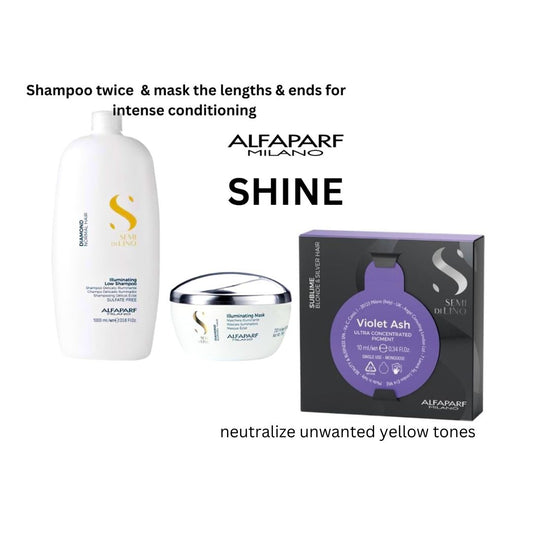 ALFAPARF Diamond Illuminatng Shampoo, Mask & Violet Ash ultra concentrated Pigment at mylook.ie