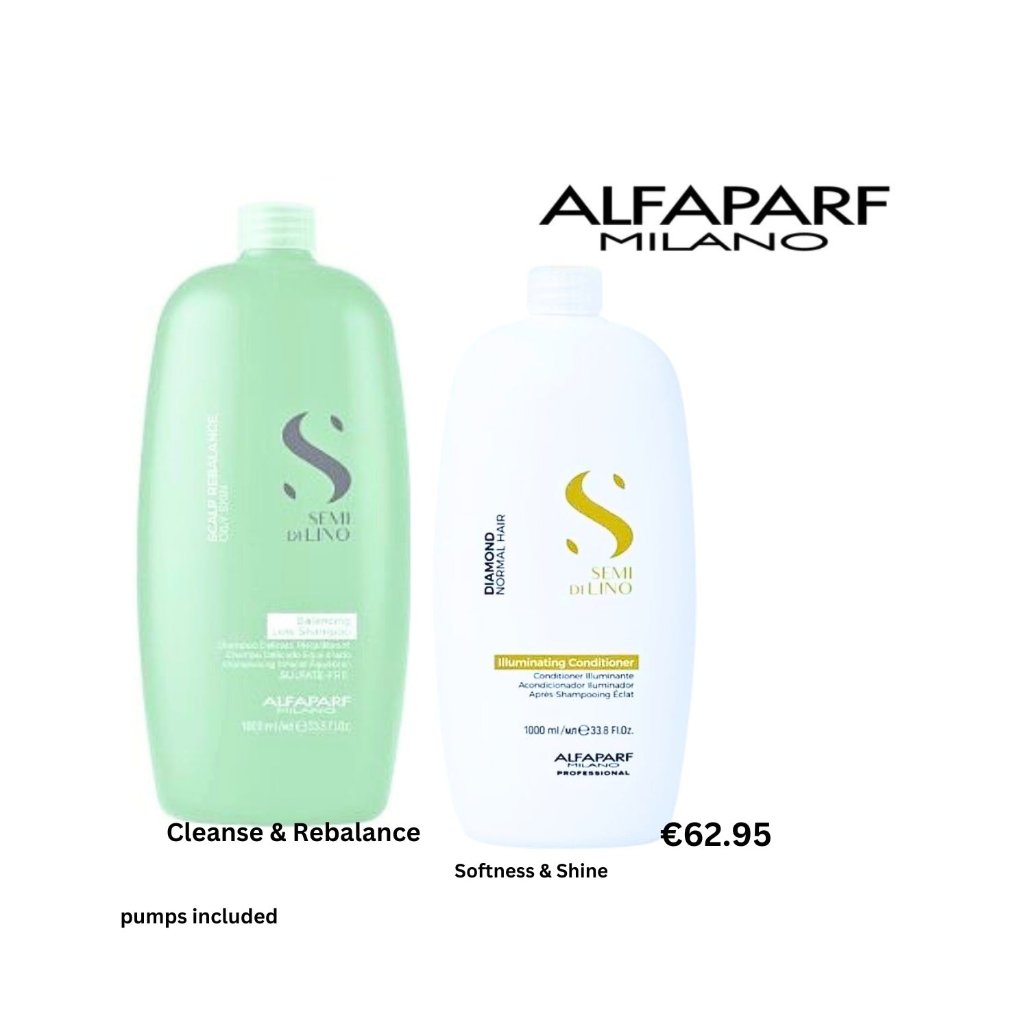 ALFAPARF Rebalance Oily Shampoo & Diamond Conditioner 1000ml at mylook.ie