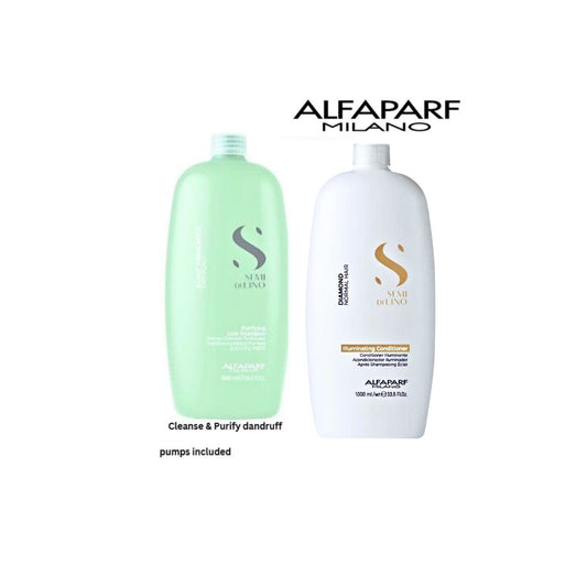 alfaparf purifying shampoo and diamond conditioner 1L