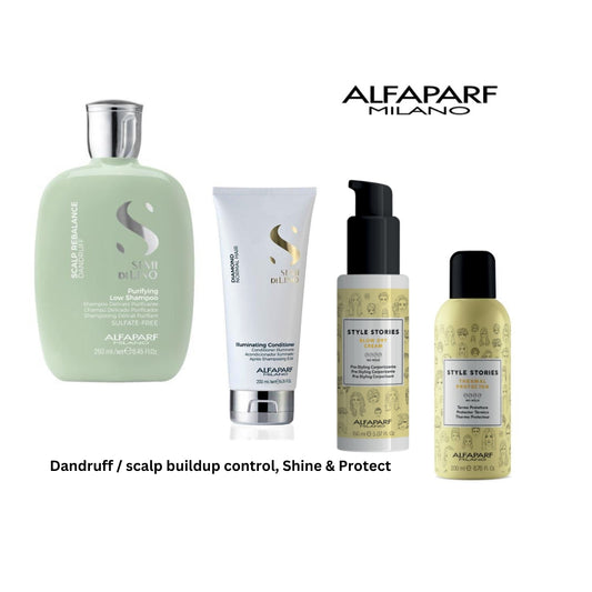 ALFAPARF purifying anti-dandruff scalp shampoo, conditioner, blow-dry cream & Heat protector