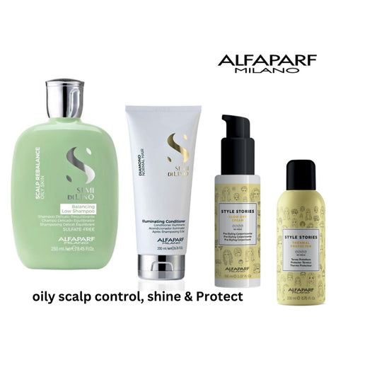 ALFAPARF Oily scalp shampoo, conditioner, blow-dry cream & Heat protector
