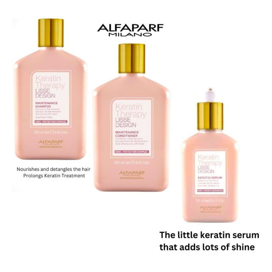ALFAPARF Keratin Shampoo, Conditioner and Serum Bundle
