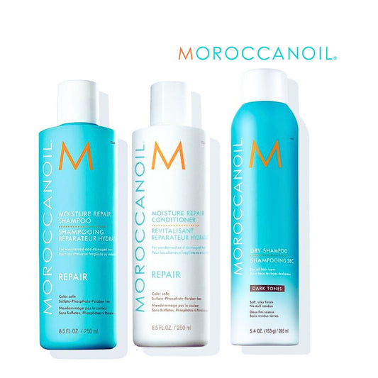 Moroccanoil Moisture Repair Shampoo, Conditioner & Dry Shampoo Dark Tones at mylook.ie