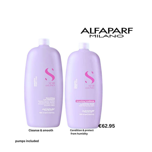alfaparf semi di lino smoothing shampoo and conditioner 1000ml at mylook.ie for frizzy hair