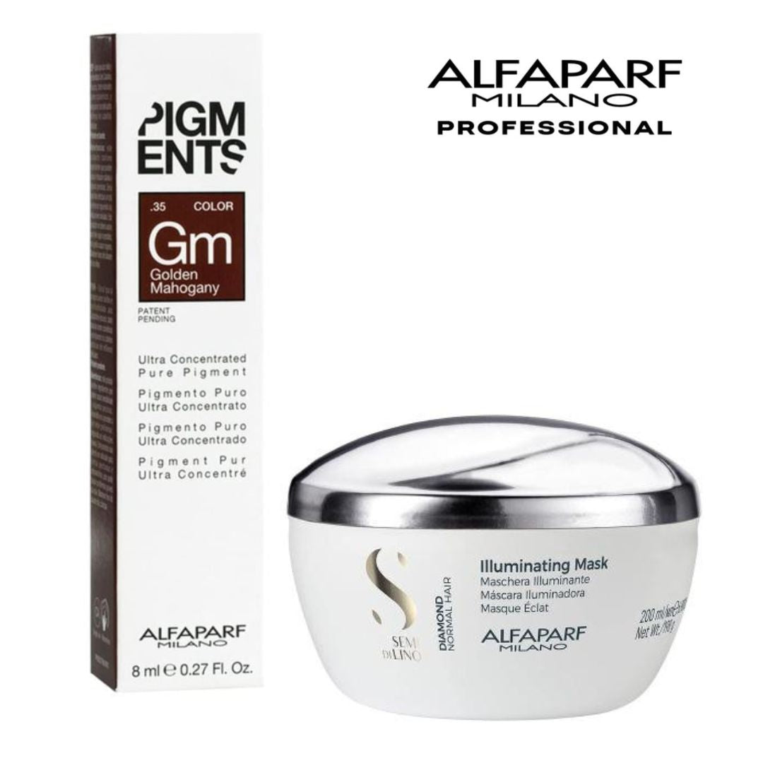 ALFAPARF Diamond Illuminating mask and ultra concentrated pigment Golden Mahogany .35 at mylook.ie
