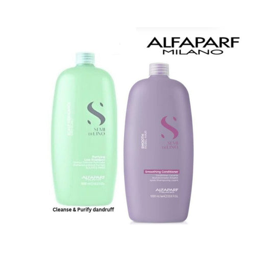 ALFAPARF Semi Di Lino Purifying Shampoo & Smoothing conditioner 1L
