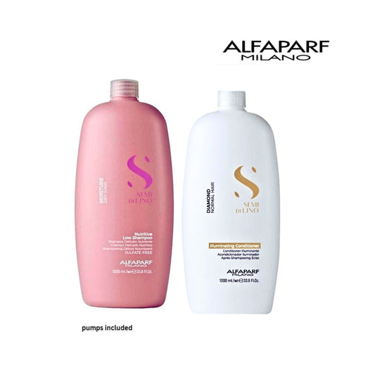 ALFAPARF Semi Di Lino Moisture Shampoo and Diamond Conditioner 1000ml