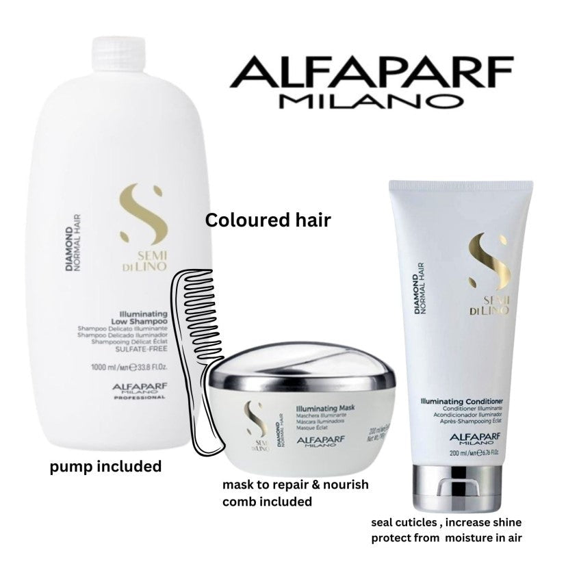 alfaparf semi di lino diamond shampoo mask and conditioner