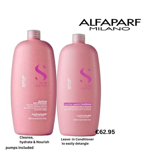 ALFAPARF Semi Di Lino Moisture Shampoo and Leave In Conditioner 1000ml +pump