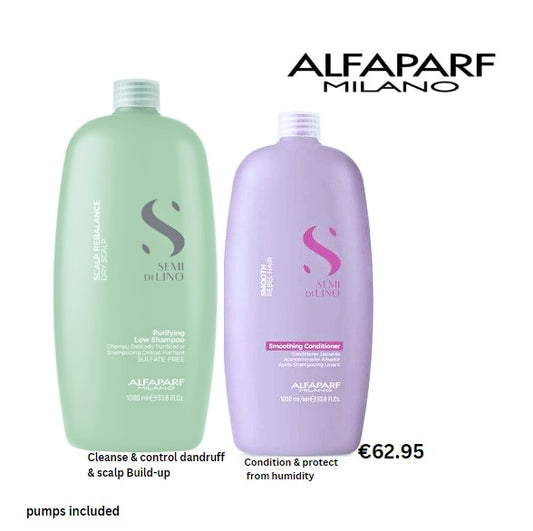 ALFAPARF Semi Di Lino Purifying Shampoo & Smoothing conditioner 1L