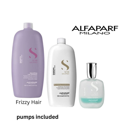 ALFAPARF Semi Di Lino Smoothing Shampoo, Diamond Conditioner & Cristalli di Seta