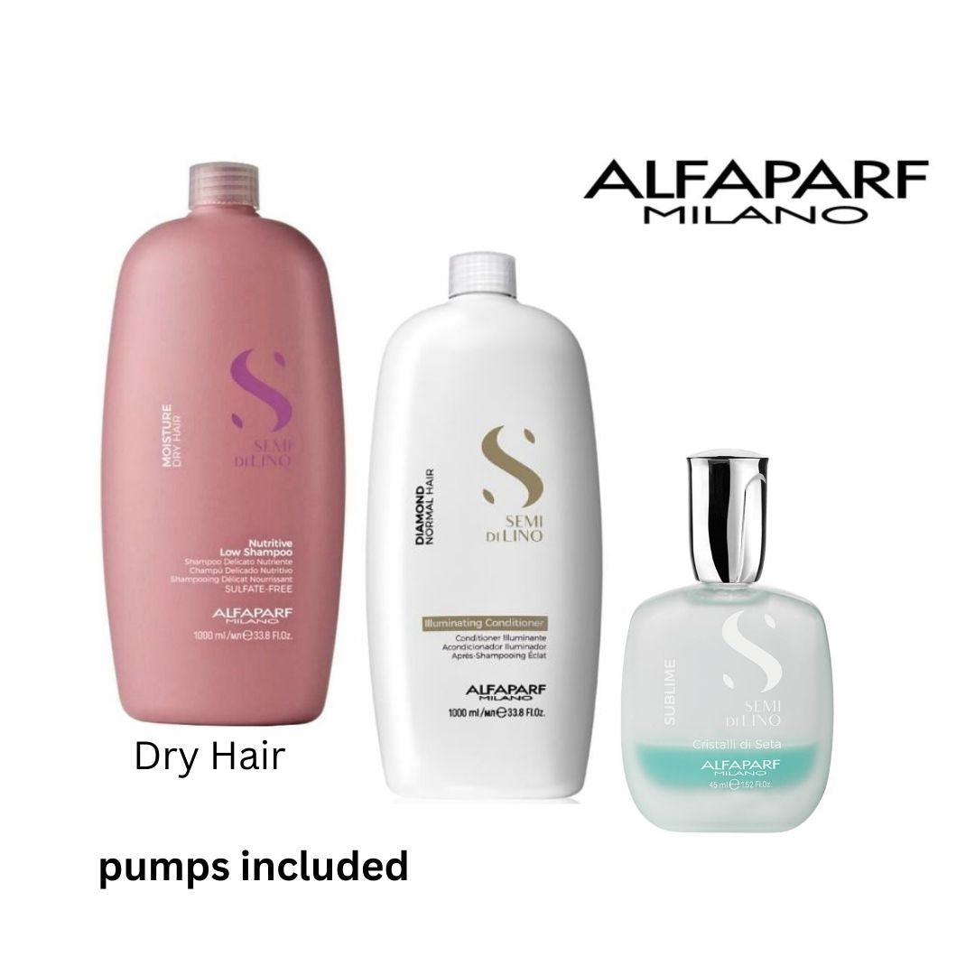 ALFAPARF Moisture Shampoo, Illuminating Conditioner & Cristalli di Seta