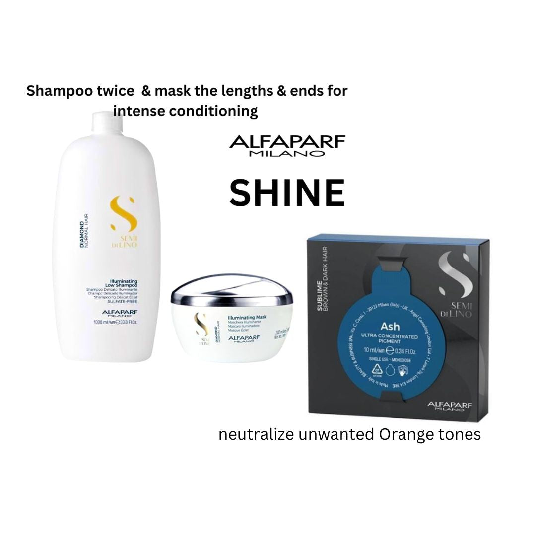 ALFAPARF Semi Di Lino Diamond Shampoo, Mask & Ash ultra concentrated Pigment