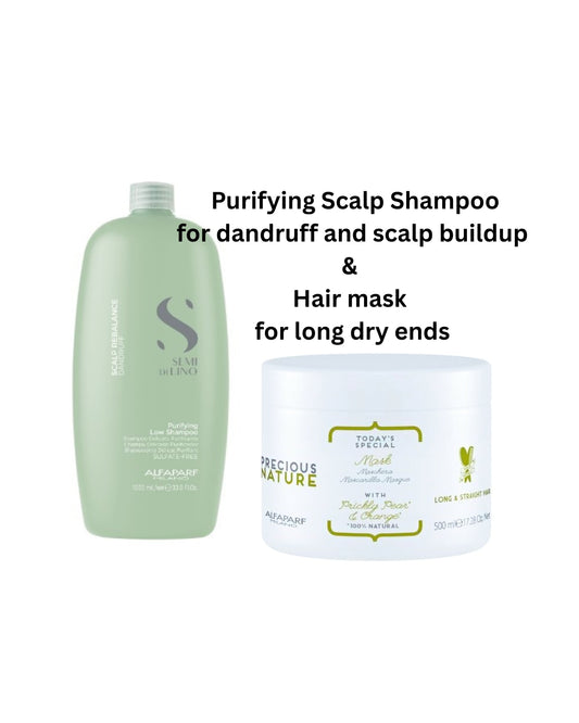 ALFAPARF Purifying Scalp Shampoo and precious nature hair mask