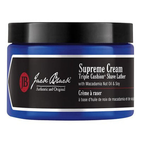 Jack Black Supreme Cream Triple Cushion Shave Lather is a luxurious shaving cream lifts hair up and away from the skin for a smooth, close shave that leaves skin soft, hydrated, and refreshed Men’s skincare men shaving Galway Ireland Free Shipping MYLOOK.IE