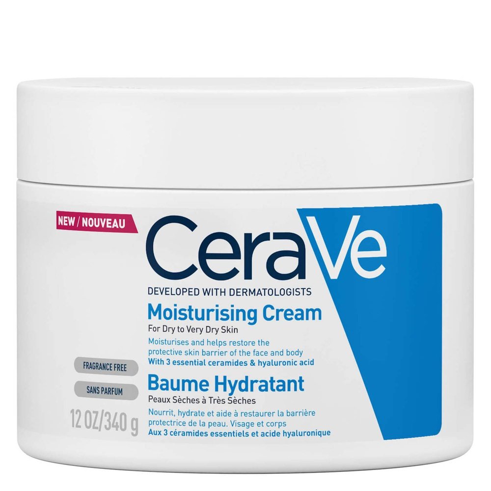 Developed with dermatologists, the rich formula of the CeraVe Moisturising Cream helps to protect the skin's natural barrier with three essential ceramides and MVE technology to provide daily instant and long-lasting hydration. Hyaluronic Acid helps to retain the skin’s natural moisture. Galway Ireland Free Shipping MYLOOK.IE