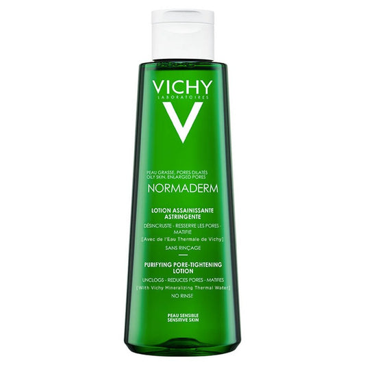 Vichy’s Normaderm Purifying Astringent Lotion Toner is a mattifying 3-in-1 solution immediately acts on dilated and clogged pores, shine and recurring concerns. Galway Ireland Free Shipping MYLOOK.IE