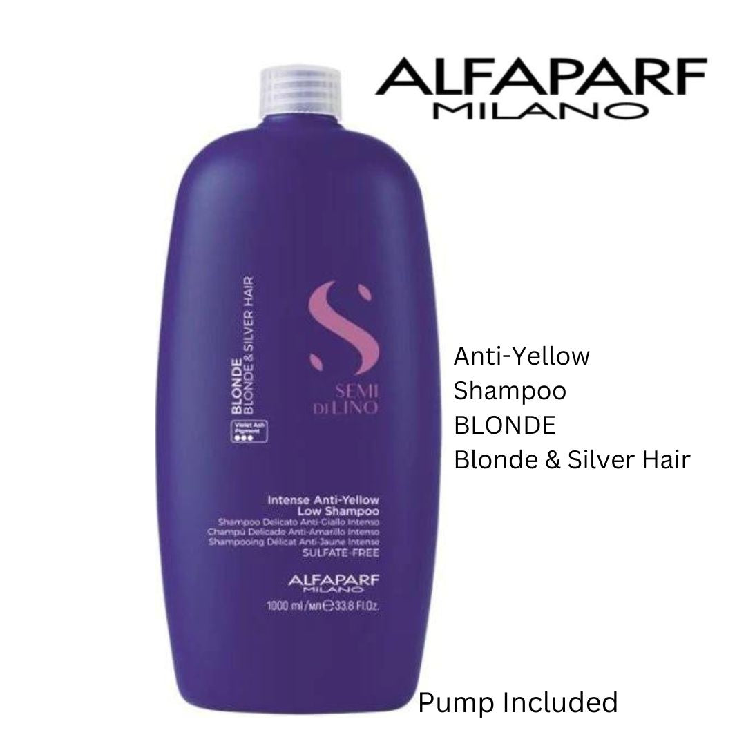 alfaparf semi di lino blonde and silver anti yellow shampoo 1L at mylook.ie pump included