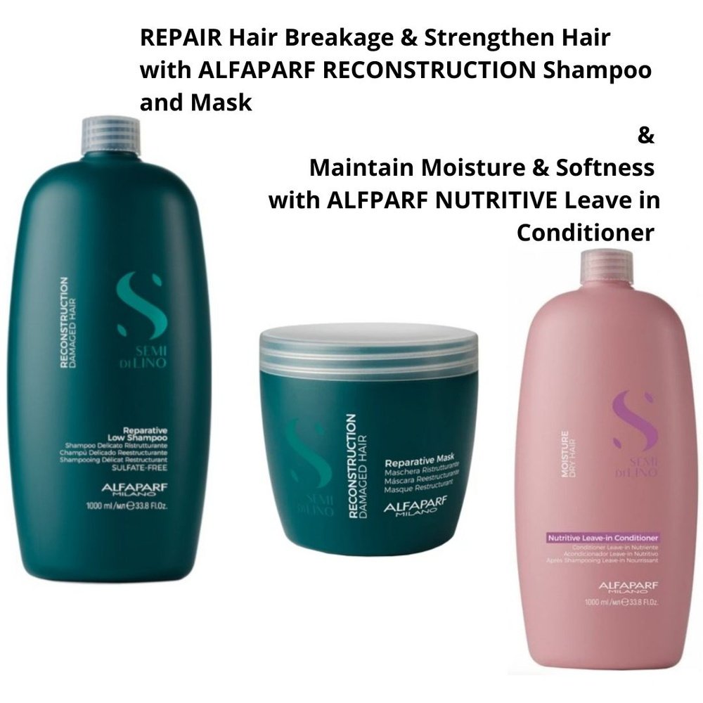 ALFAPARF Semi Di Lino Reconstruction Reparative Bundle: Shampoo 1000ml, Mask & Moisture Nutritive Leave in Conditioner with pumps included at MYLOOK.IE