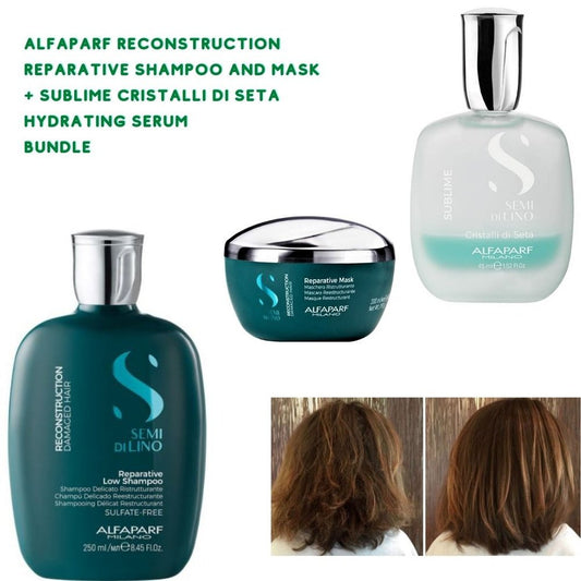 ALFAPARF Reconstruction Shampoo, mask +Sublime Cristalli di Seta Bundle