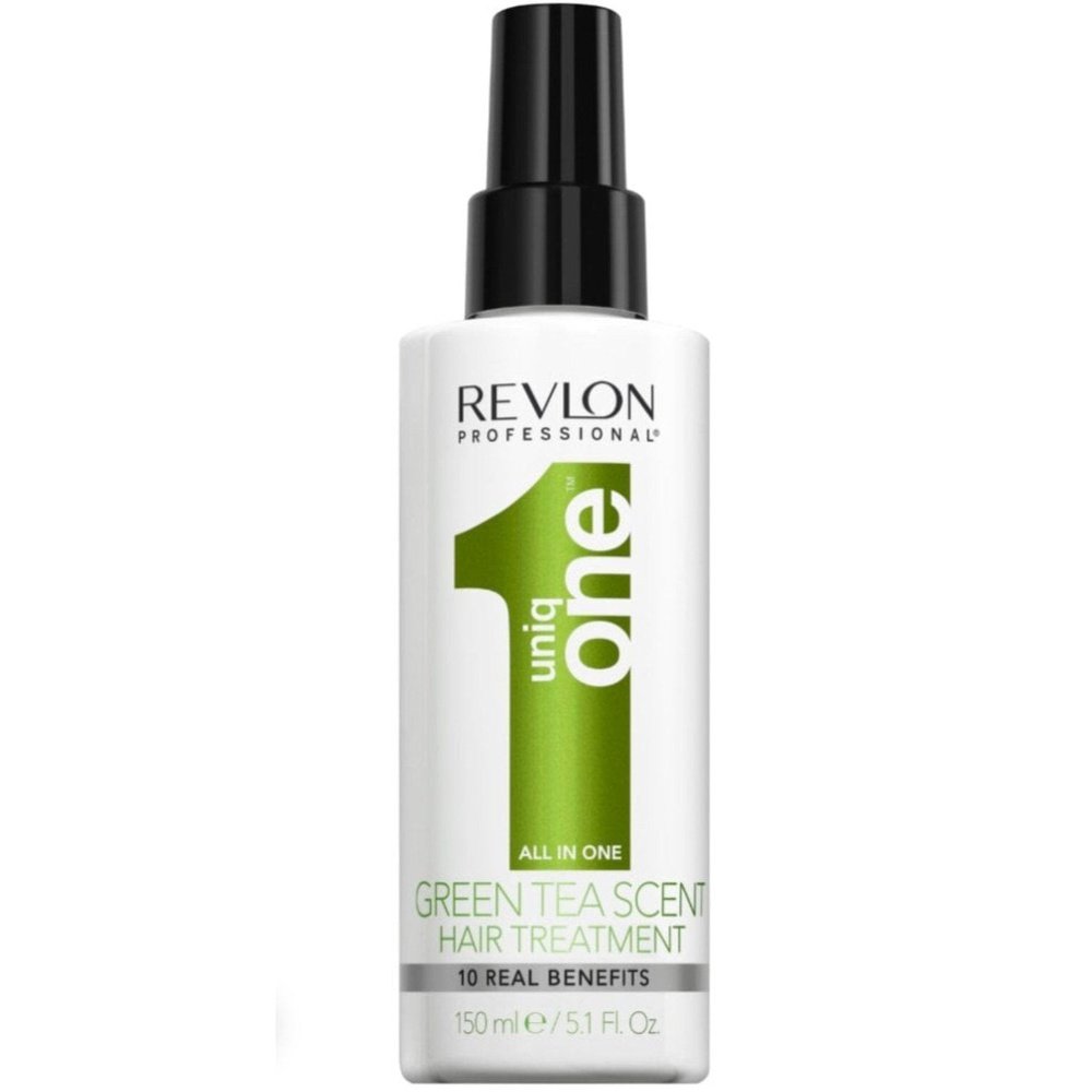 Revlon Uniq One Treatment Green Tea is a hair repair for fry and damaged hair that provides ultimate shine and frizz control. The cleverly developed formula is designed with heat and colour protection with UVA and UVB filters. Galway Ireland Free Shipping MYLOOK.IE