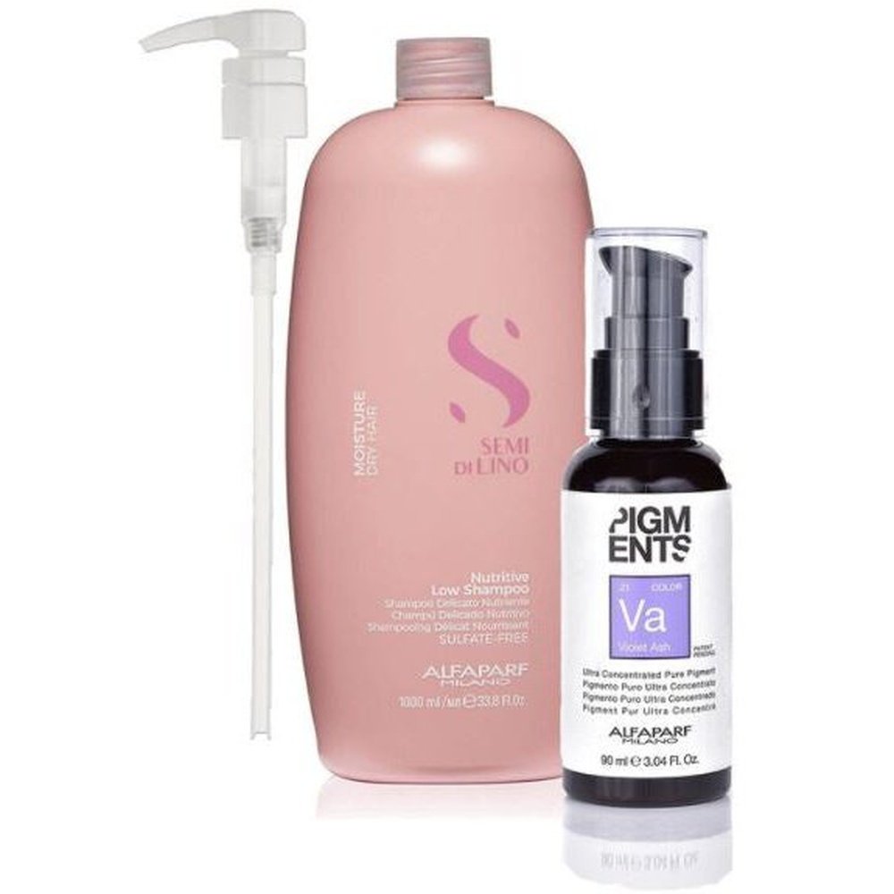 ALFAPARF Semi Di Lino Moisture Shampoo +Va .21 PIGMENT Violet Ash Blond Hair-Color Shine Revival Kit at mylook.ie