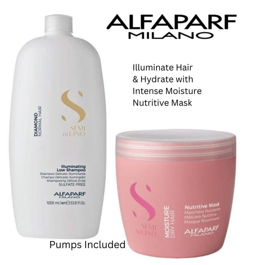 ALFAPARF Semi Di Lino Shampoo 1L & Moisture Mask 500ml 