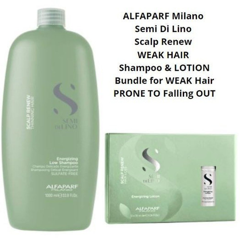 ALFAPARF Milano Semi Di Lino Scalp Renew  for WEAK Hair - Hair Loss Shampoo & Lotion Bundle is formulated to restore strengthens, redensify and stimulate growth of weak hair that is prone to falling out