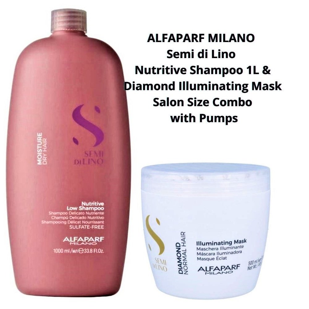 ALFAPARF Semi Di Lino Nutrition Shampoo 1L and Diamond illuminating Mask for coloured hair