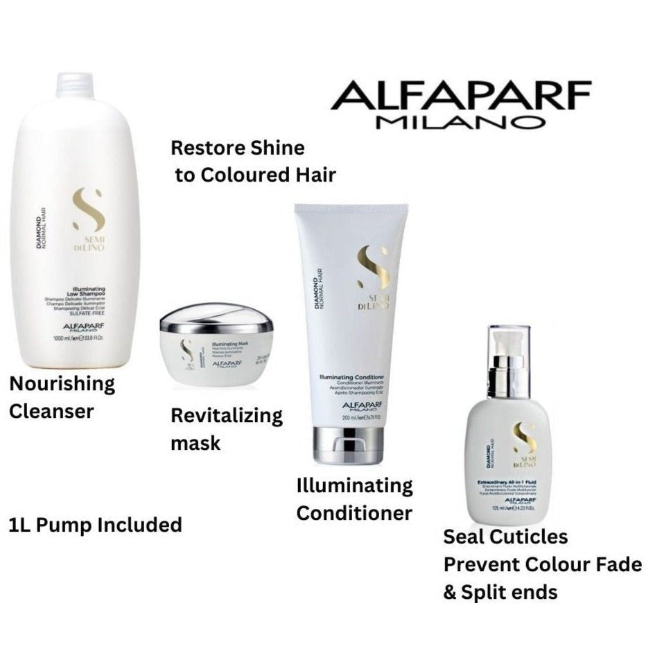 ALFAPARF Diamond Illuminating Semi di Lino Haircare bundle  at mylook.ie
