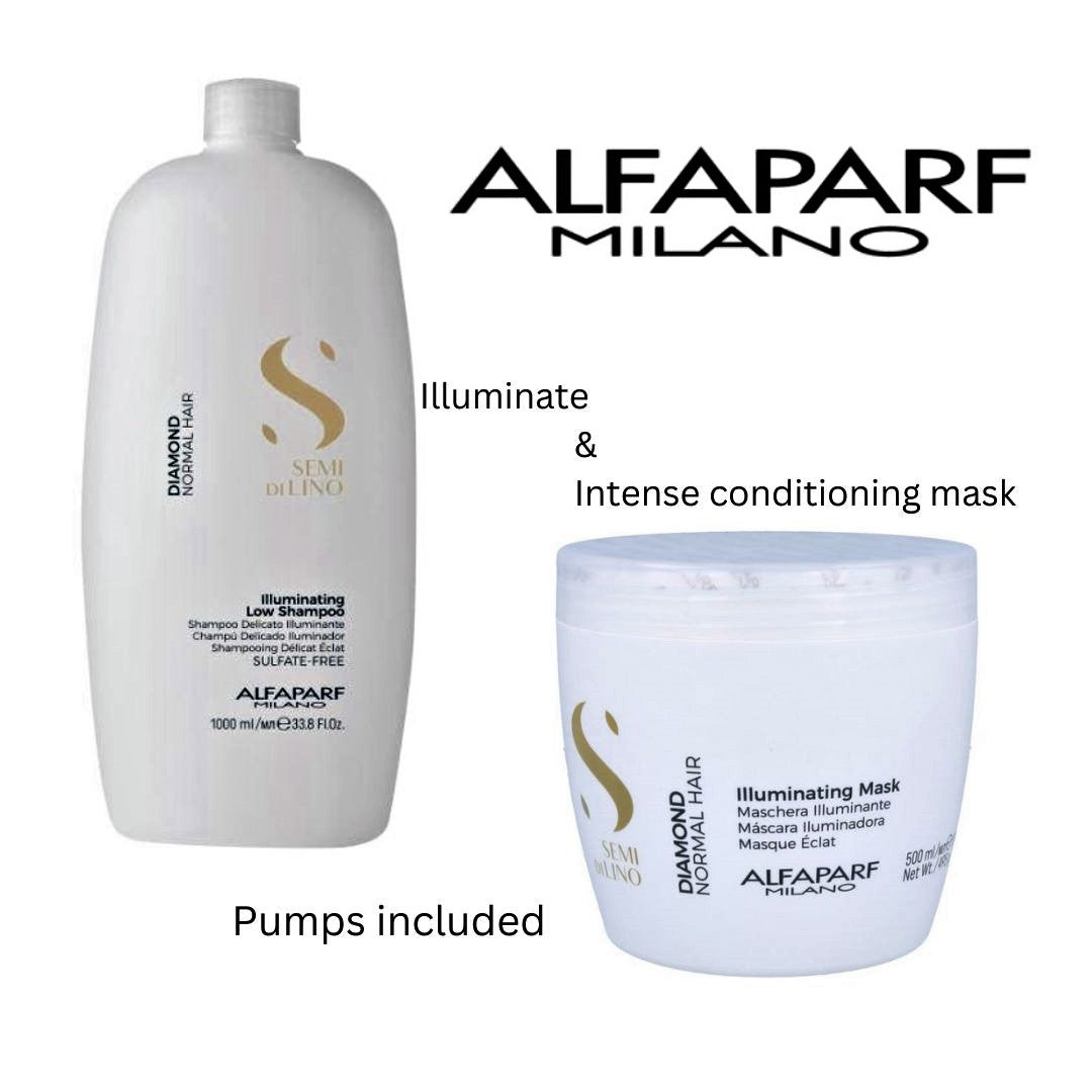 ALFAPARF Illuminatng Shampoo & Intense Conditioning Mask mylook.ie 8022297064949 pumps included