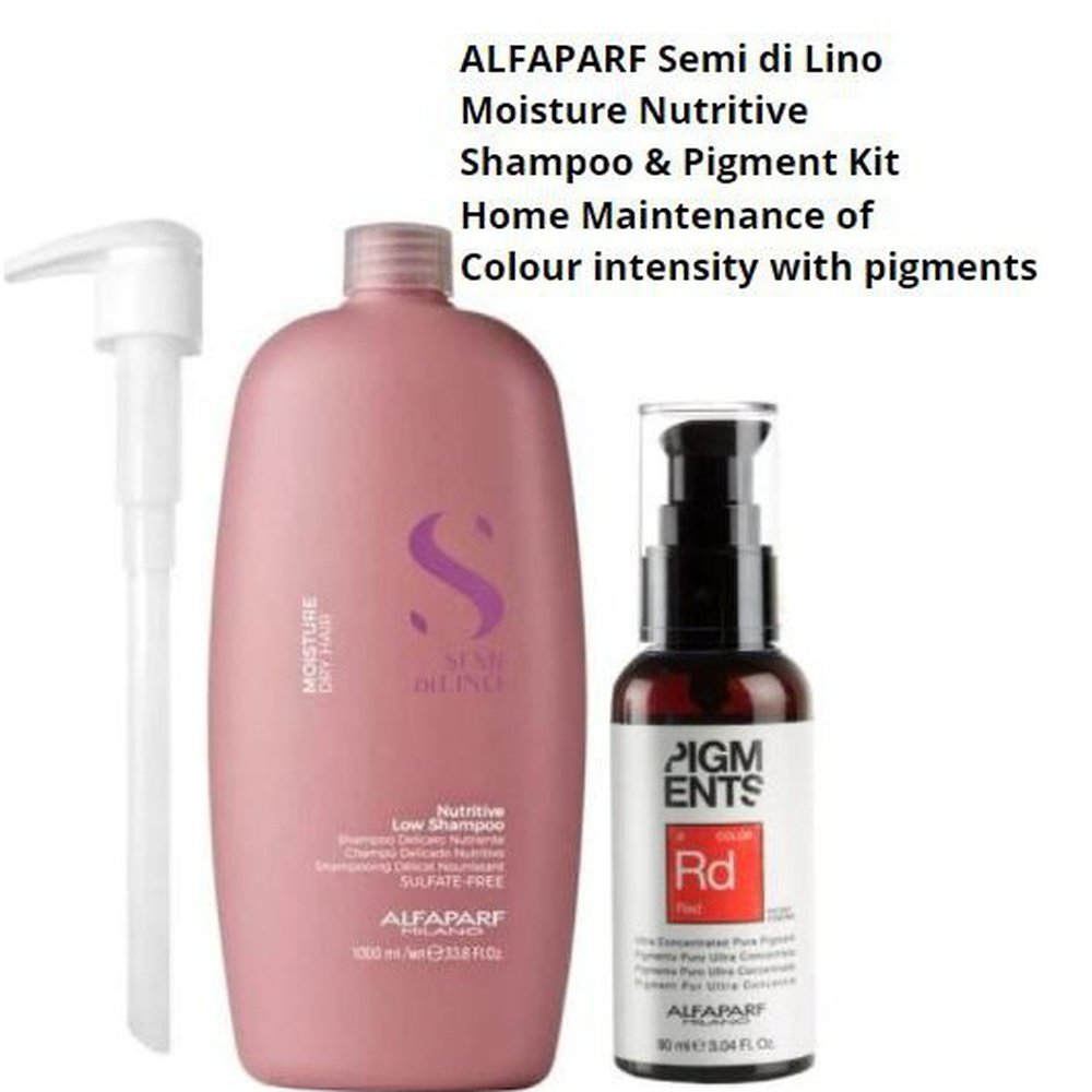 ALFAPARF Moisture Shampoo & Pigments  Rd .6  Red hair Color Shine Revival Kit