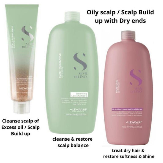 ALFAPARF OILY SCALP Scrub, Shampoo 1L and Leave in conditioner for scalp buildup at mylook.ie