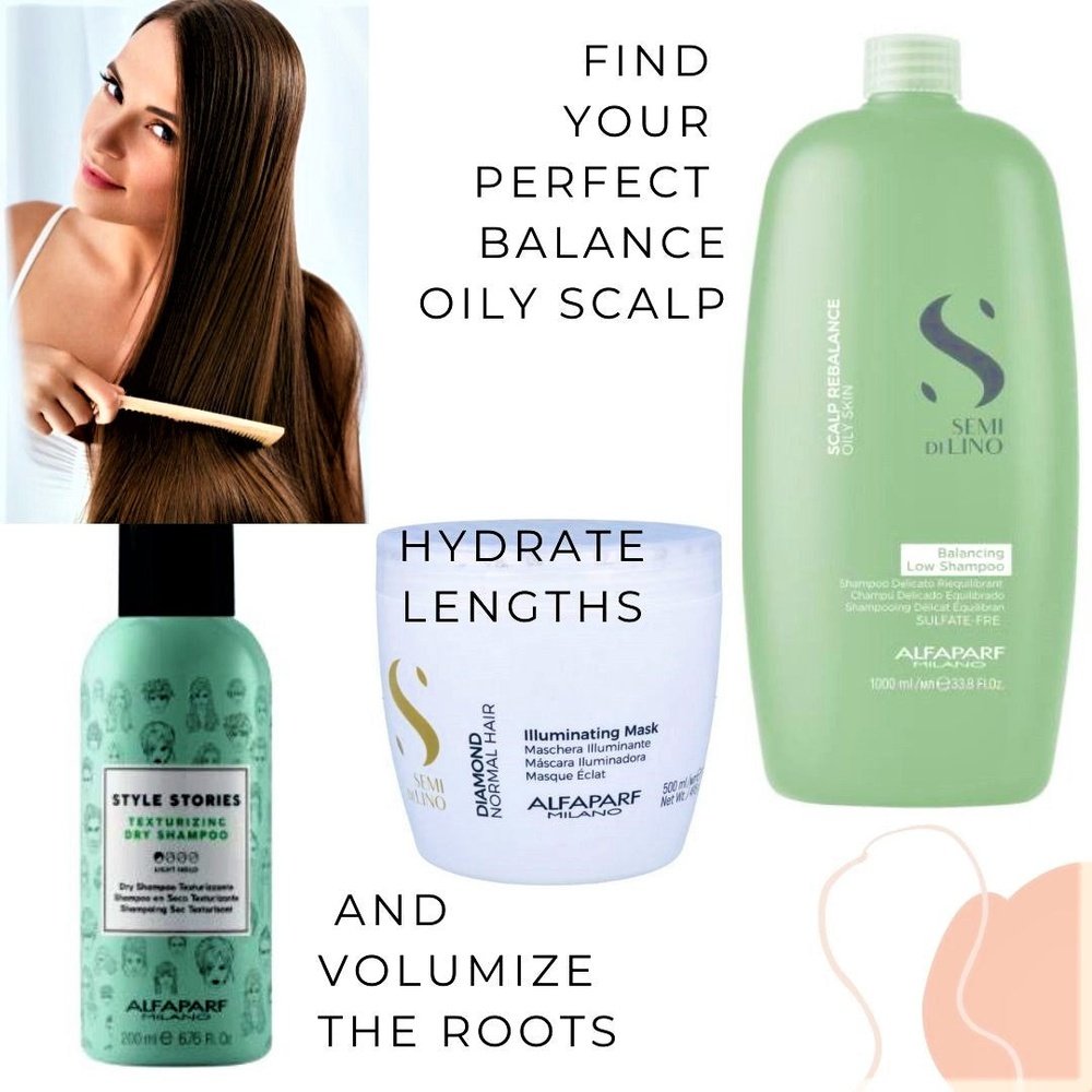 Alfaparf Semi Di Lino Balancing Low Shampoo (OILY Scalp), mask & dry shampoo